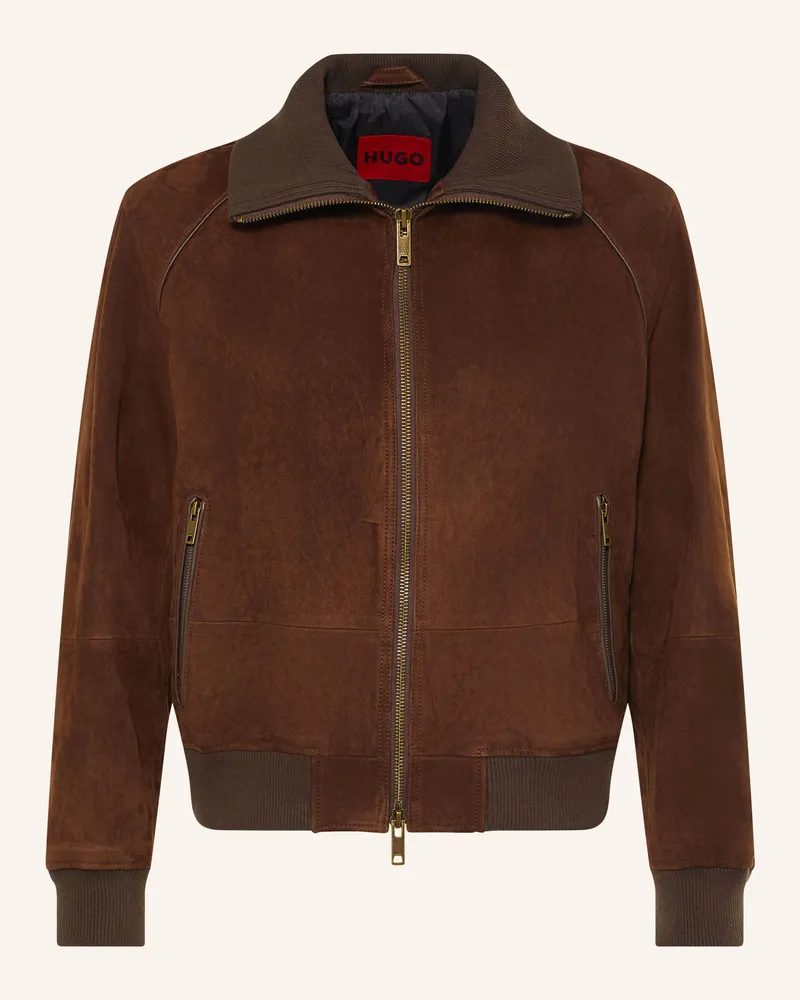 HUGO BOSS Lederblouson Laines braun Dunkelbraun
