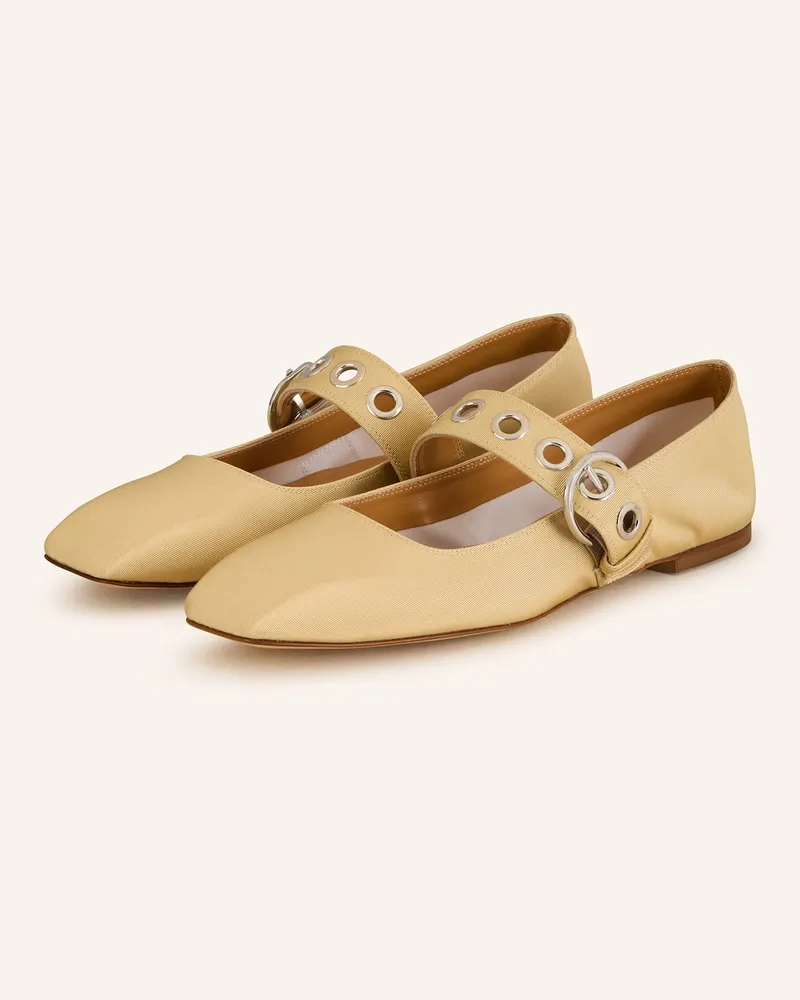 aeyde Mary-Jane-Ballerinas Uma Eyelet beige Hellbraun