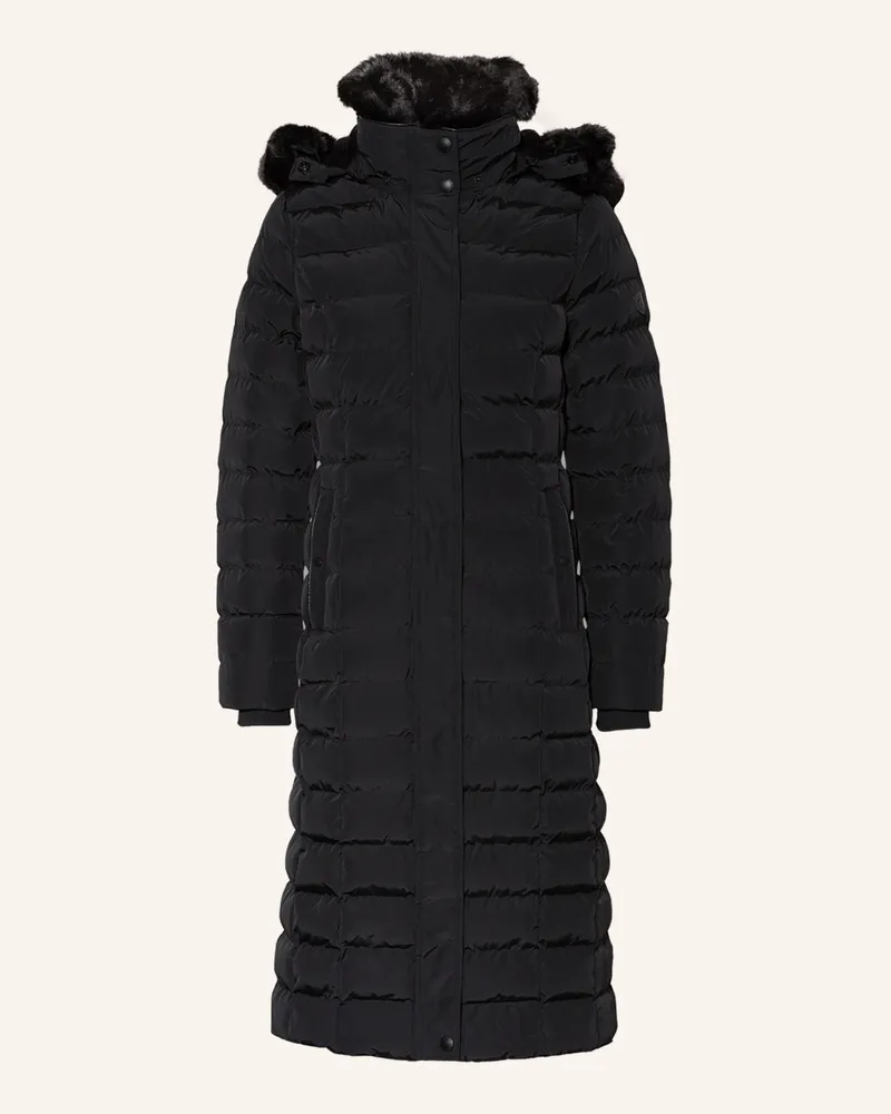 Wellensteyn Steppmantel Santorin Super Long Mit Abnehmbarem Kunstfell schwarz Schwarz