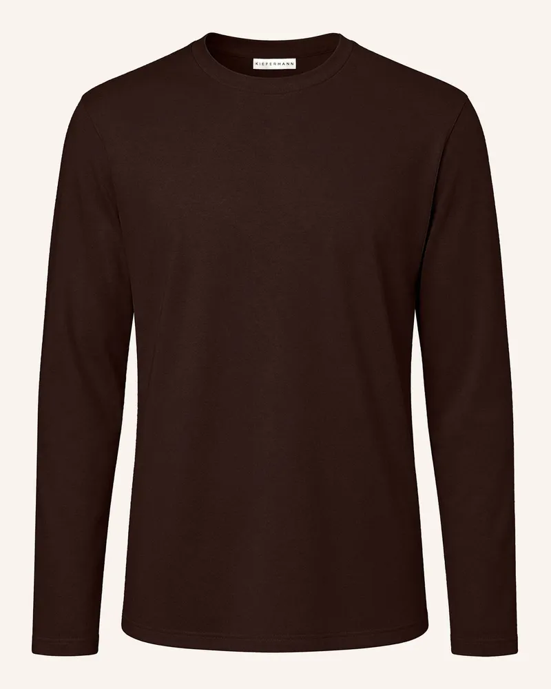 KIEFERMANN Kiefermann Herren Longsleeve Aus Baumwoll-Modal Alberts braun Braun
