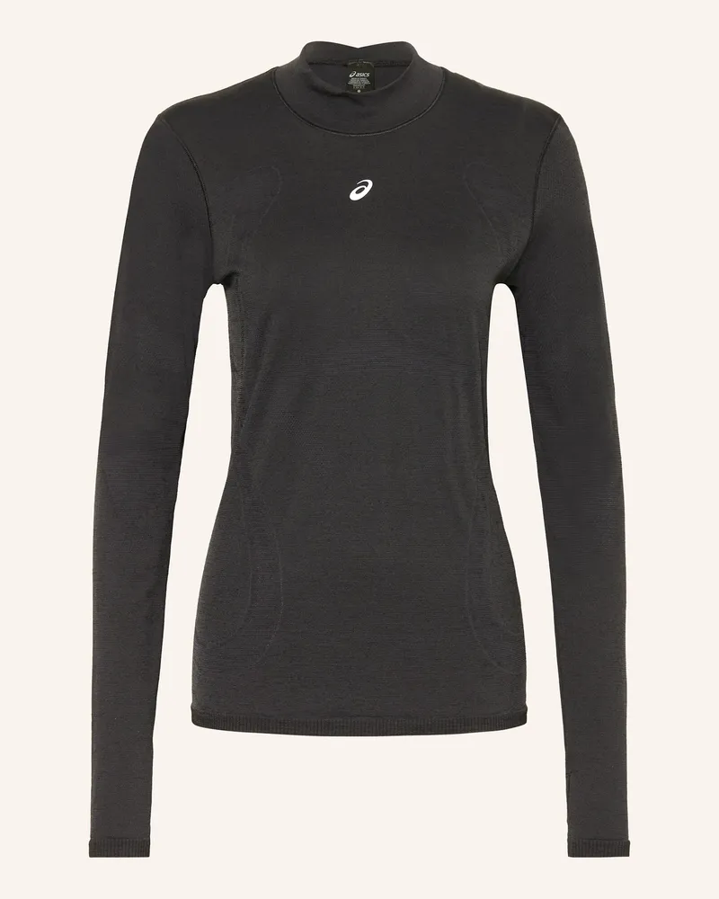 Asics Laufshirt Road Winter Seamless Mit Merinowolle schwarz Schwarz