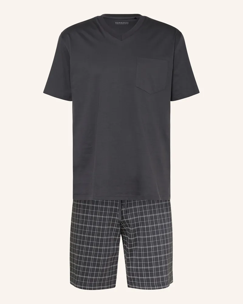 Schiesser Shorty-Schlafanzug EBONY Anthrazit