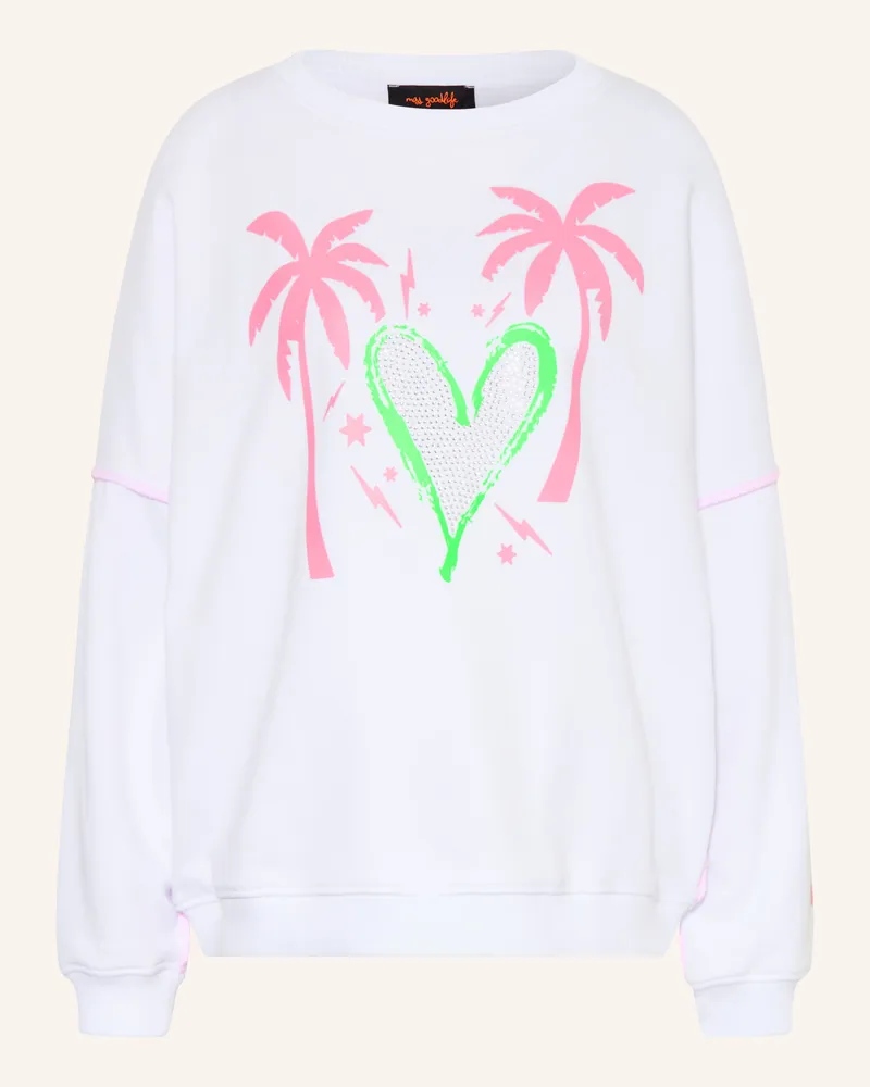Miss Goodlife Oversized-Sweatshirt Mit Schmucksteinen weiss Weiss