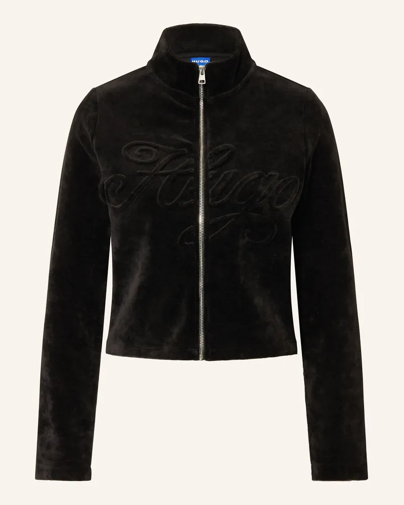 HUGO BOSS Sweatjacke Dessie Aus Samt schwarz Schwarz