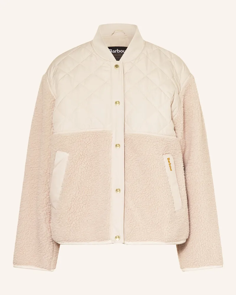 Barbour Teddyfell-Jacke WETHERBY im Materialmix Creme