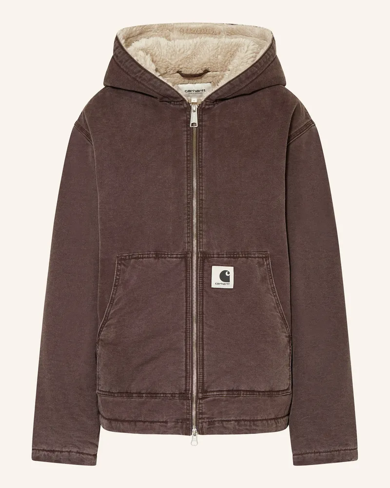 Carhartt WIP Jeansjacke Mitch Mit Teddyfell grau Dunkelbraun