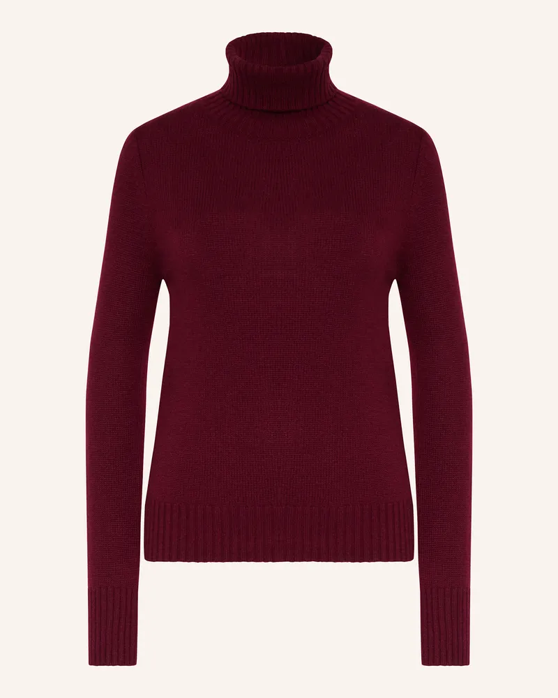 ALLUDE Rollkragenpullover aus Cashmere Dunkelrot