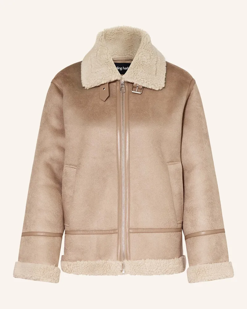 Darling Harbour Jacke in Lederoptik mit Teddyfell Pebble