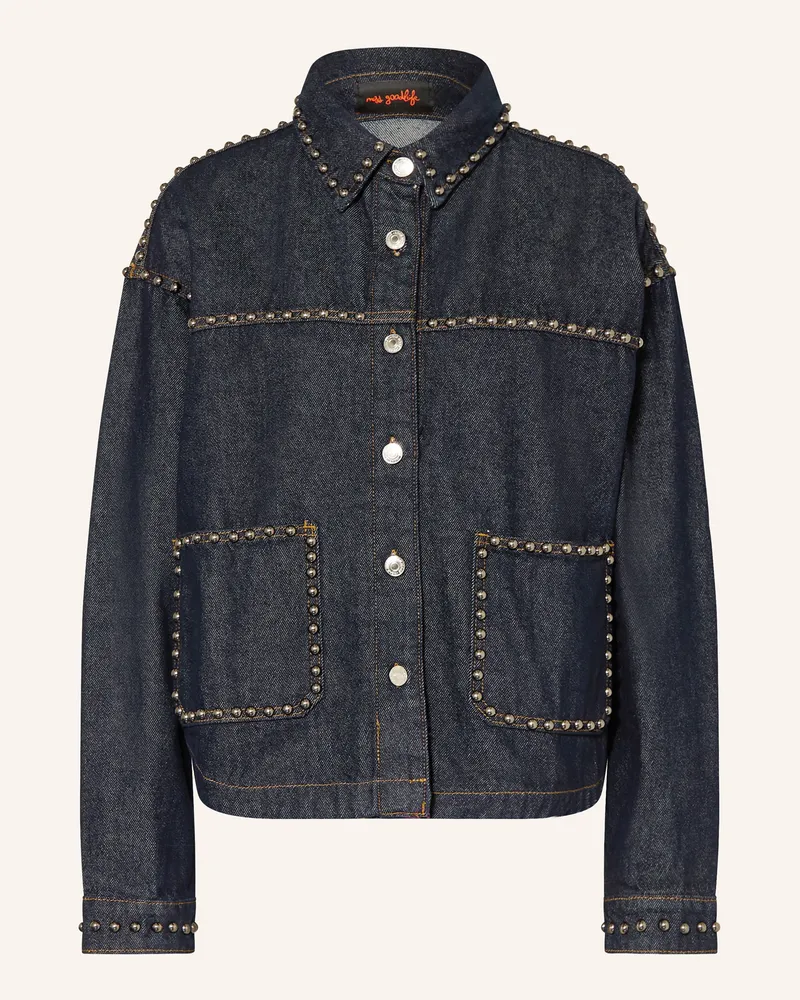 Miss Goodlife Jeansjacke mit Nieten Dunkelblau