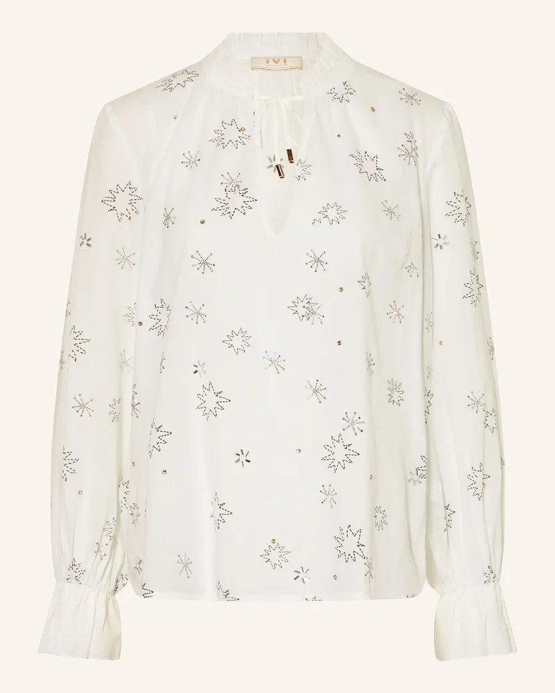 IVI Collection Blusenshirt mit Schmucksteinen Weiss