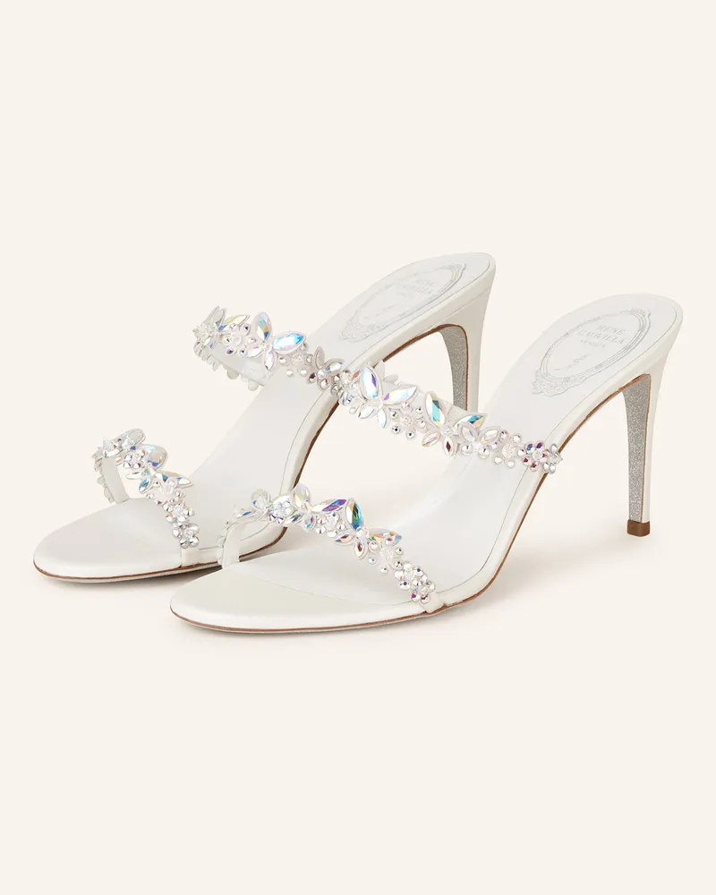 René Caovilla Mules BESSIE mit Schmucksteinen Weiss