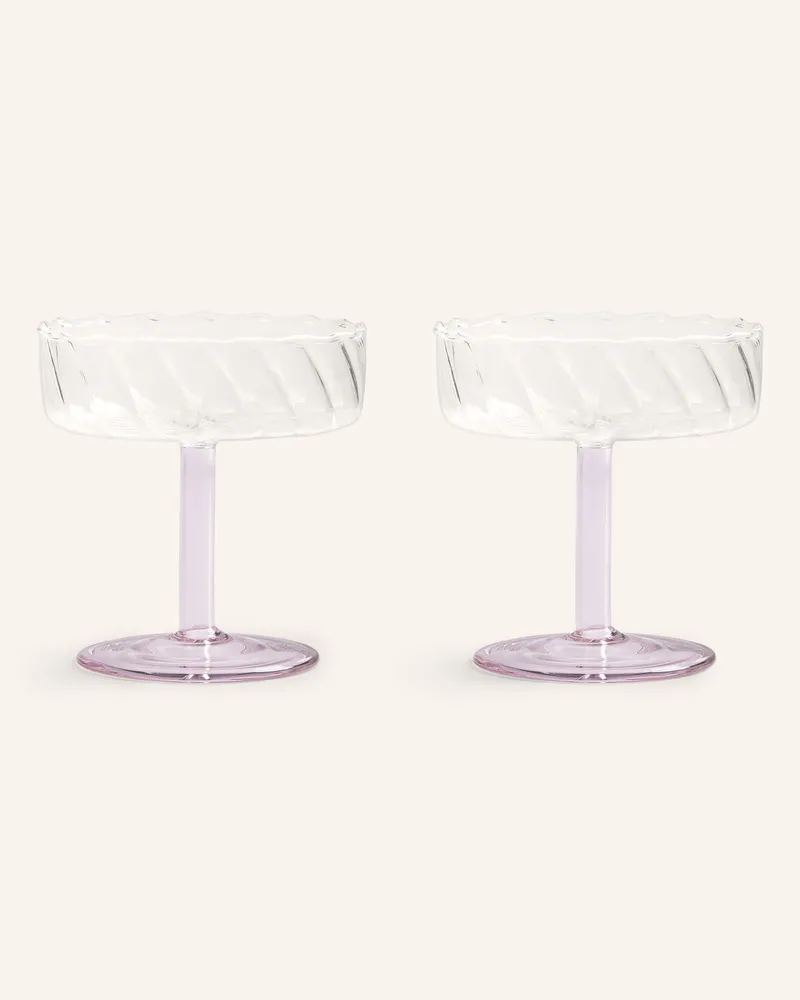 &k amsterdam 2er-Set Champagnergläser Twirl pink Weiss