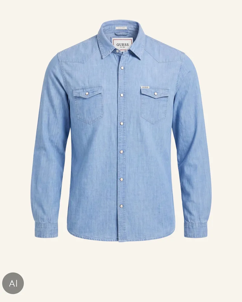 Guess Freizeithemd blau Hellblau