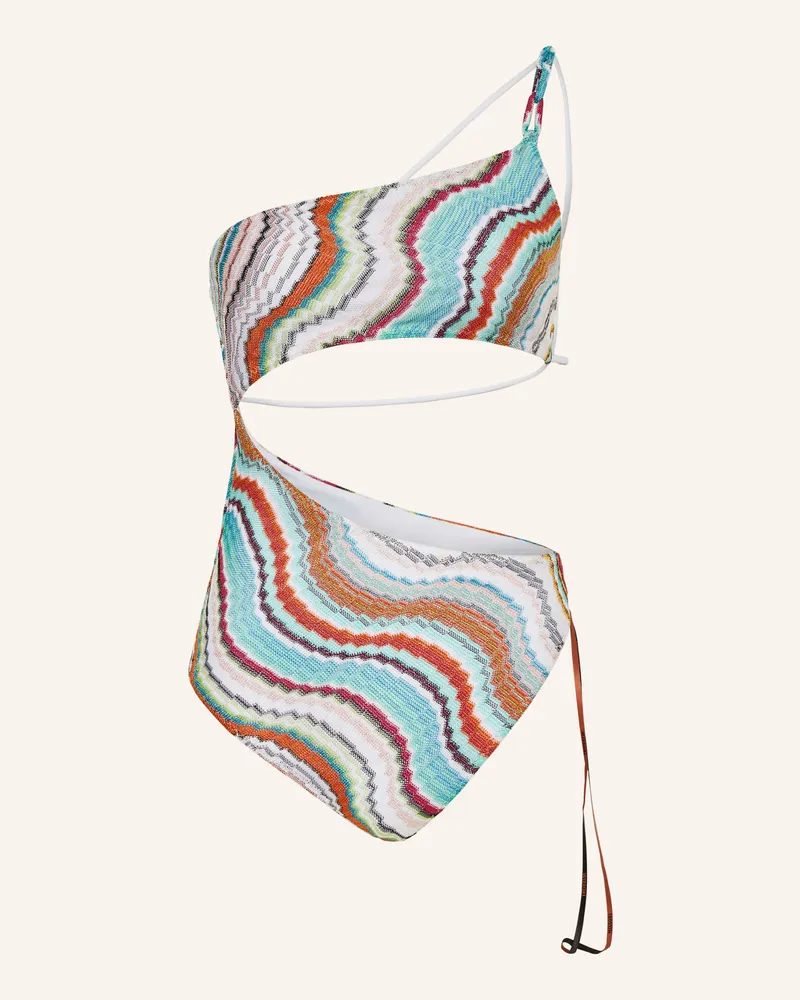 Missoni One-Shoulder-Badeanzug Mit Glitzergarn braun Türkis