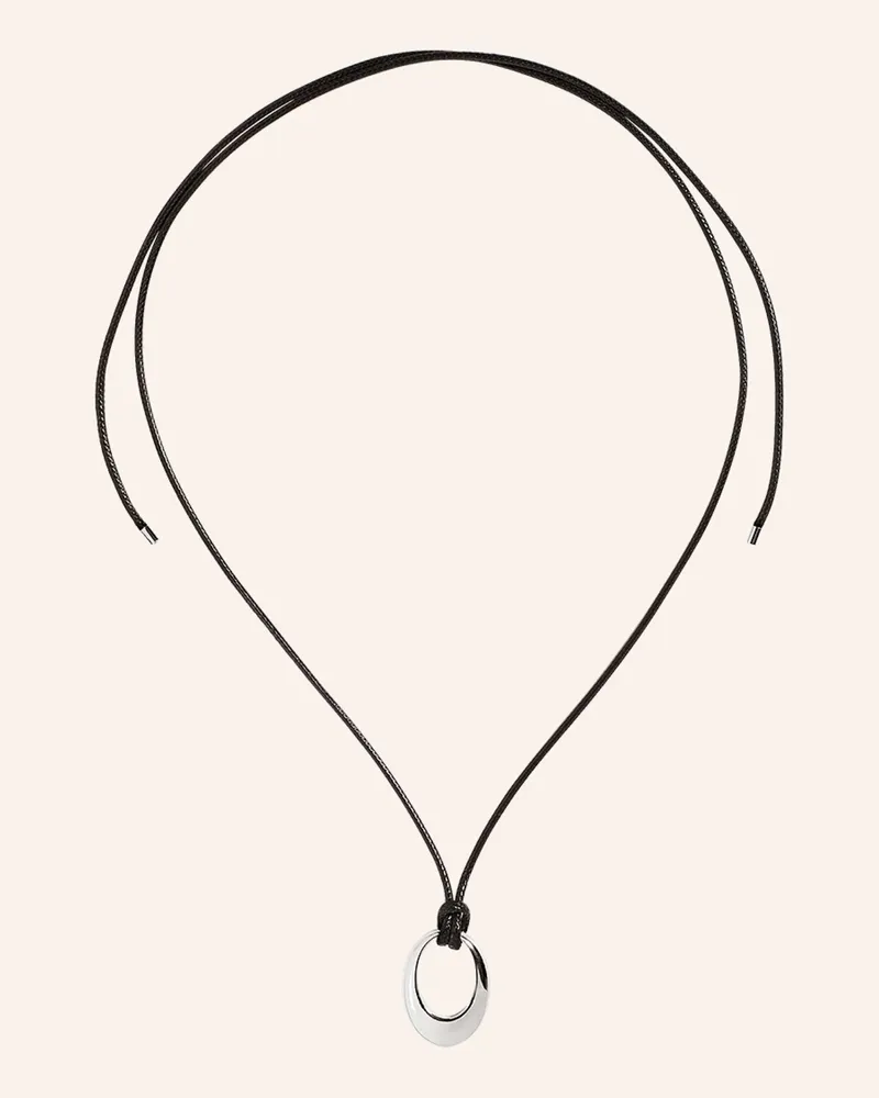POMPIDOU Halskette Oval Pebbles Cord Necklace By Glambou silber Silber