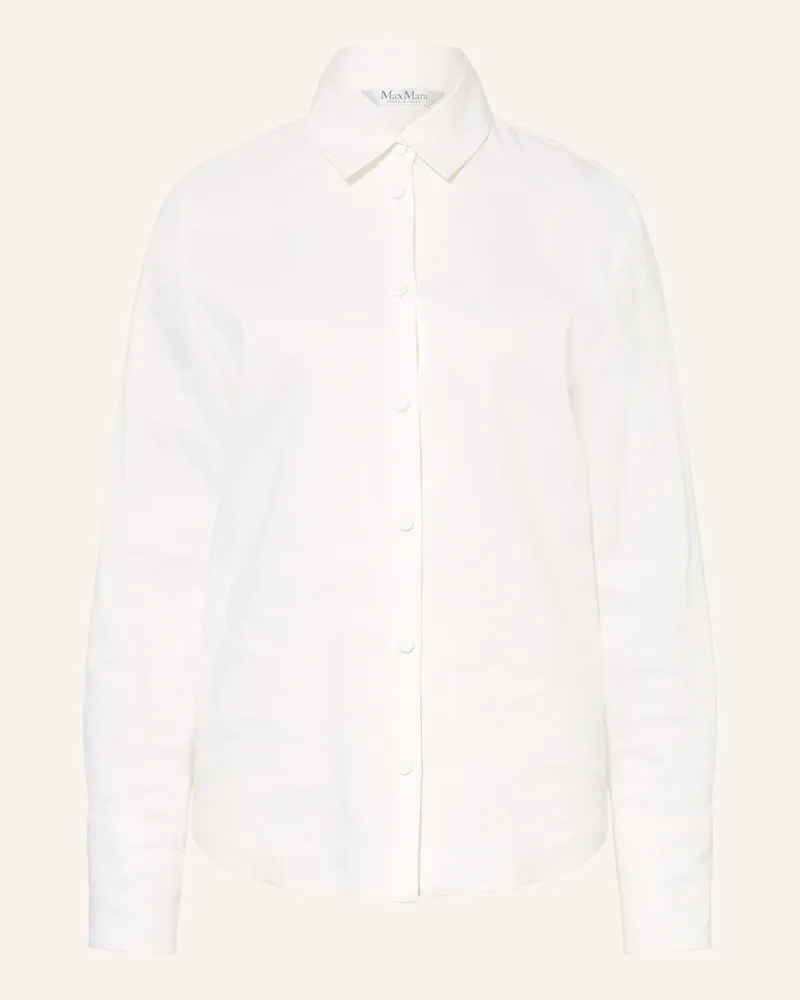 Max Mara Hemdbluse Badesse Mit Leinen weiss Weiss
