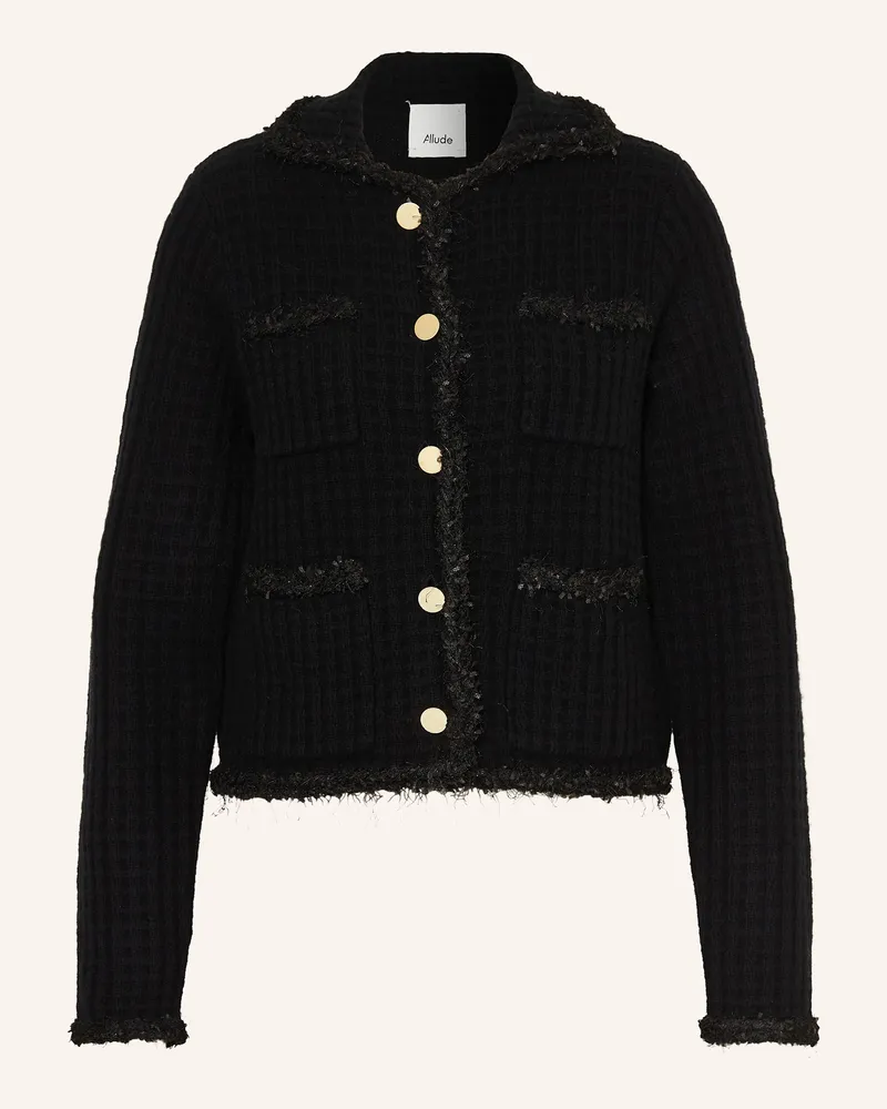 ALLUDE Tweed-Kastenjacke aus Cashmere Schwarz