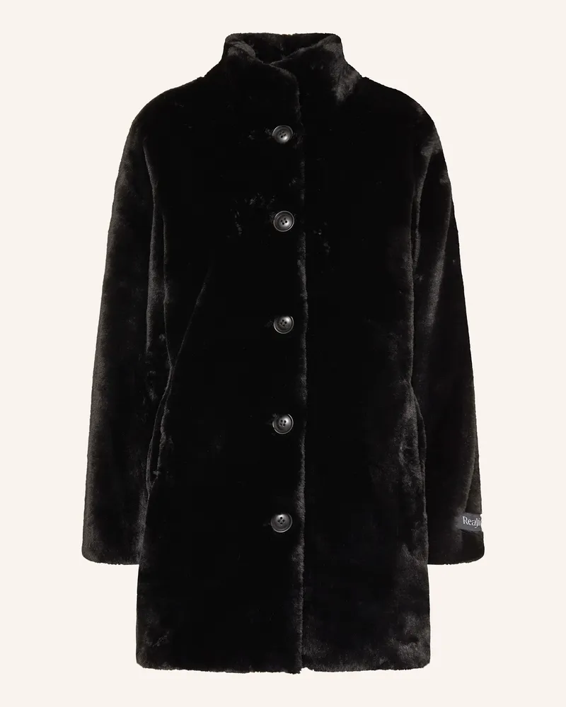 RINO & PELLE Kunstpelz-Mantel Nonna schwarz Schwarz