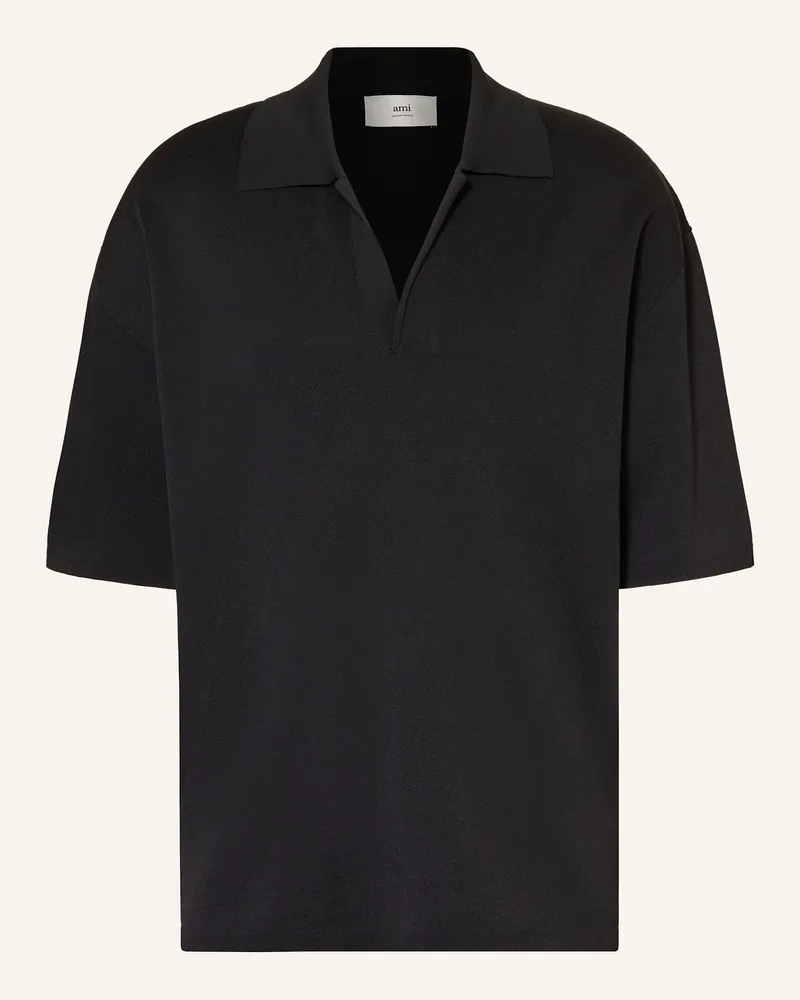 AMI Paris Strick-Poloshirt Schwarz