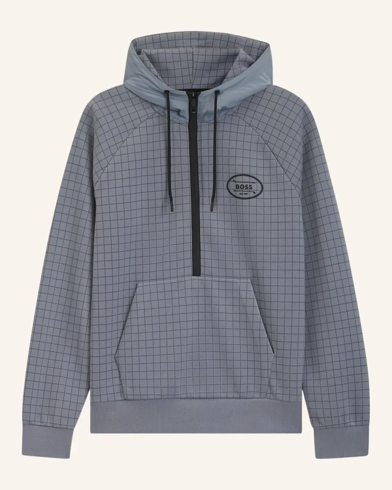 HUGO BOSS Sweatshirt QZ HOODIE GL Regular Fit Dunkelgrau