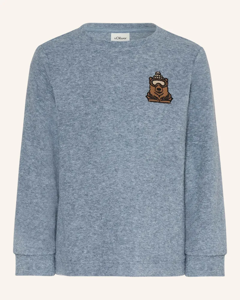 S.Oliver Frottee-Longsleeve blau Blaugrau