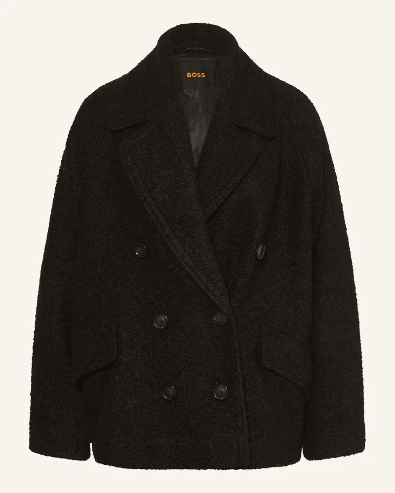 HUGO BOSS Cabanjacke CABANI aus Bouclé Schwarz