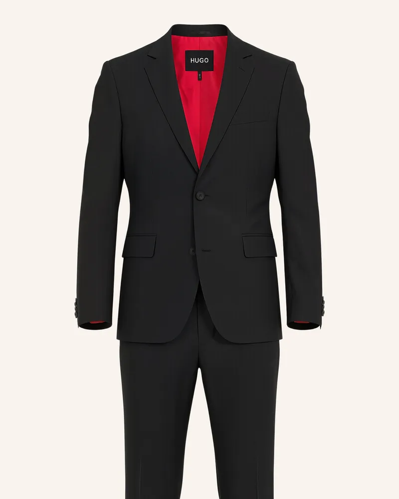 HUGO BOSS Business Anzug Karlo-flips251x Modern Fit schwarz Schwarz