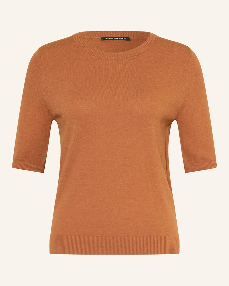 Luisa Cerano Strickshirt braun Dunkelorange