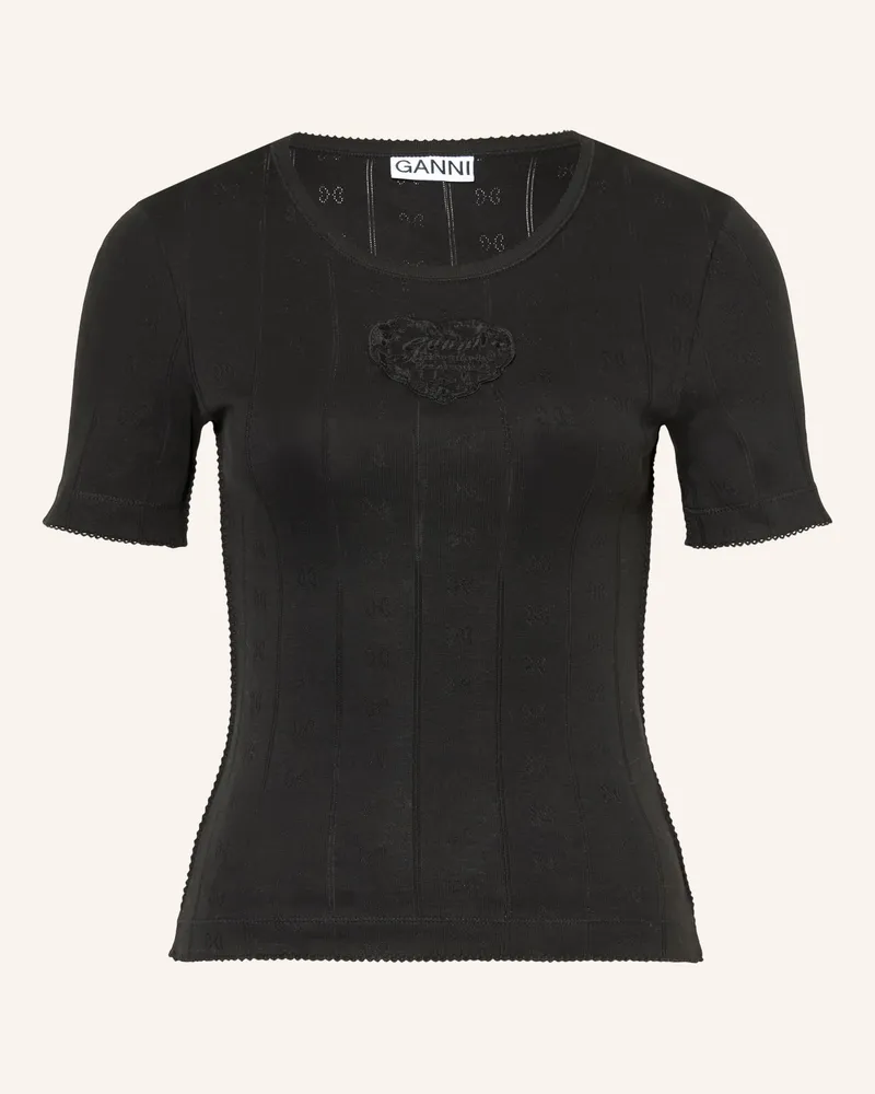 Ganni Strickshirt schwarz Schwarz