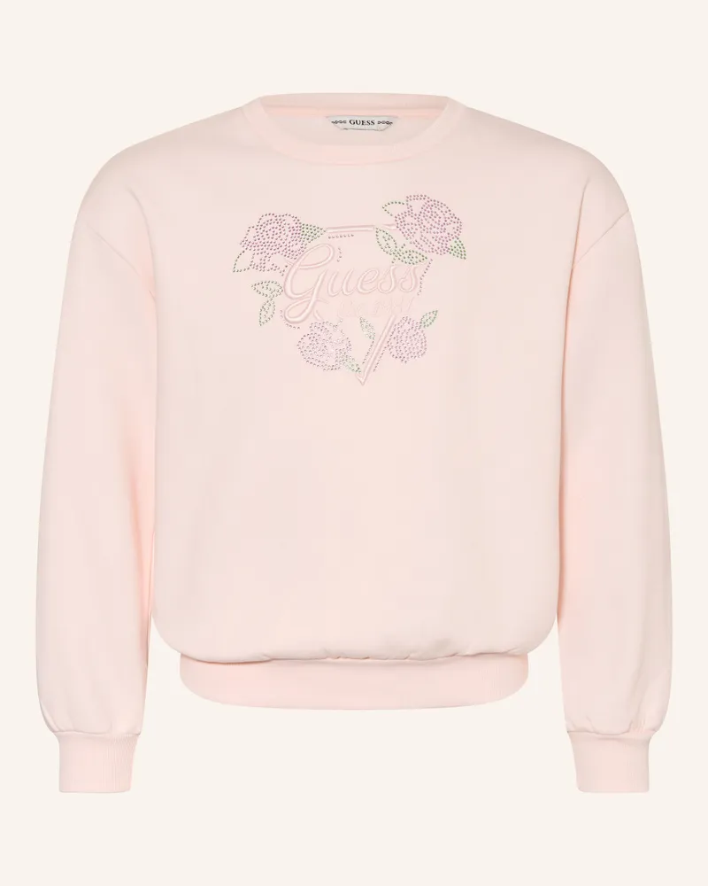 Guess Sweatshirt Mit Schmucksteinen rosa Hellrosa
