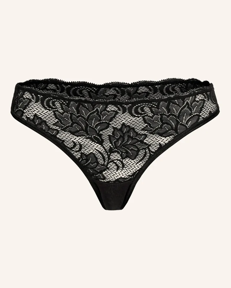 Ehrlich Textil Emilia String Mit Spitze Aus Recyceltem Polyamid - Atmungsaktiv schwarz Schwarz