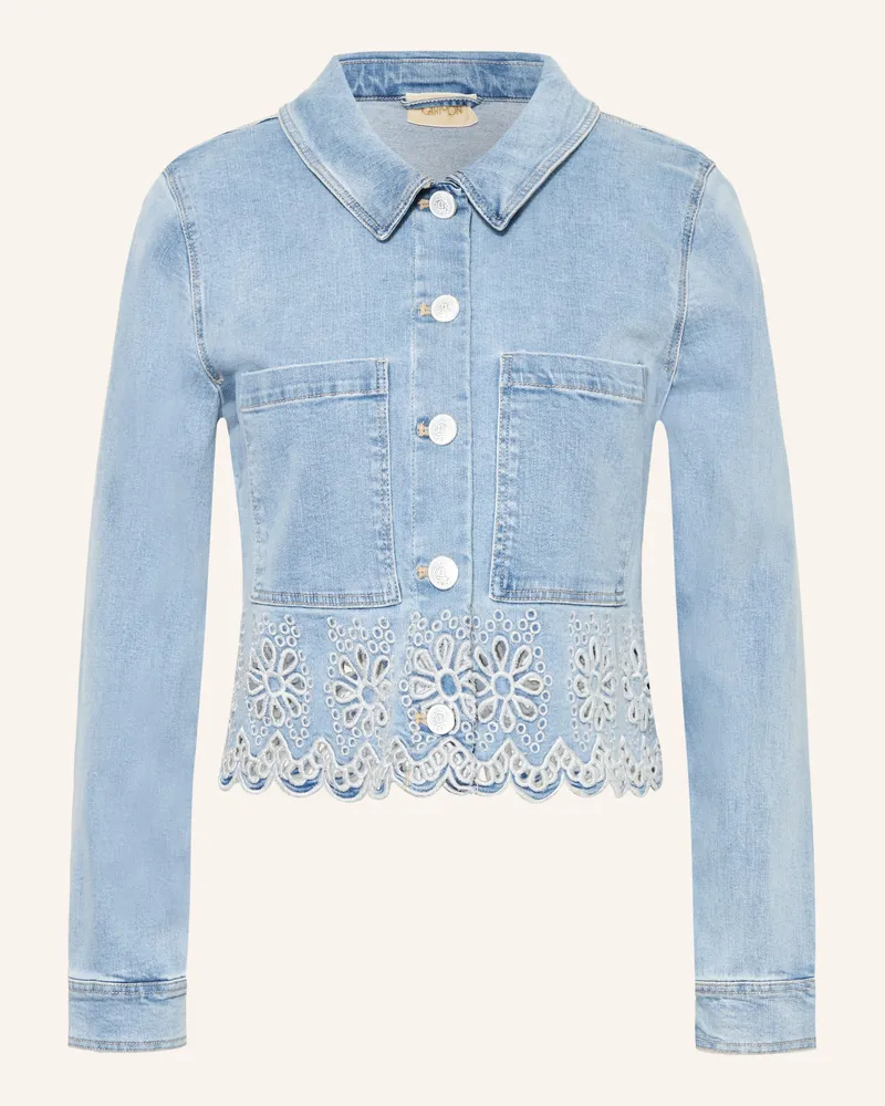 Cartoon Jeansjacke Mit Lochspitze blau 8619