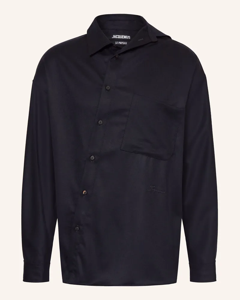 Jacquemus Hemd La Chemise Cuadro Oversized Fit blau Dunkelblau