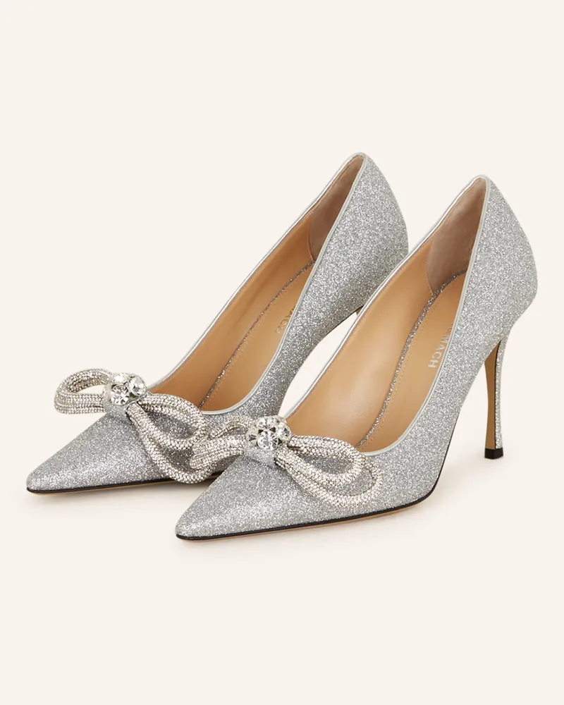 Mach & Mach Pumps Double Bow Mit Schmucksteinen silber Silber