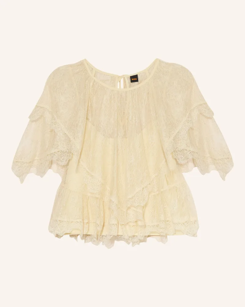 HUGO BOSS Blusenshirt Bennedy Aus Spitze beige Ecru