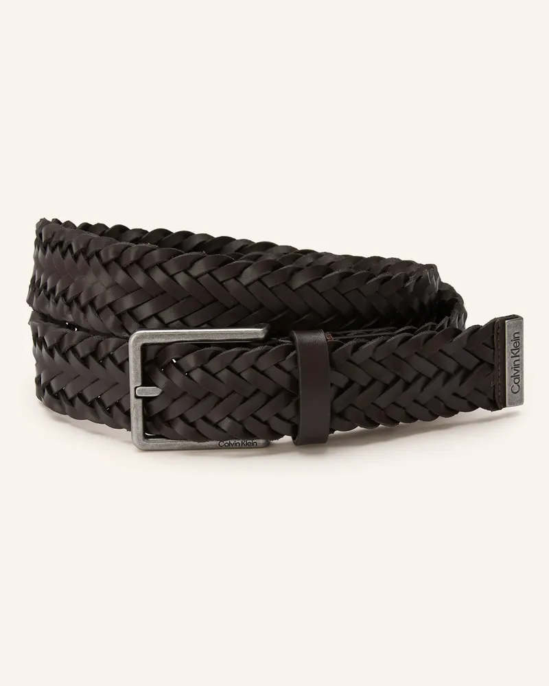 Calvin Klein Flechtgürtel Aus Leder braun Dunkelbraun
