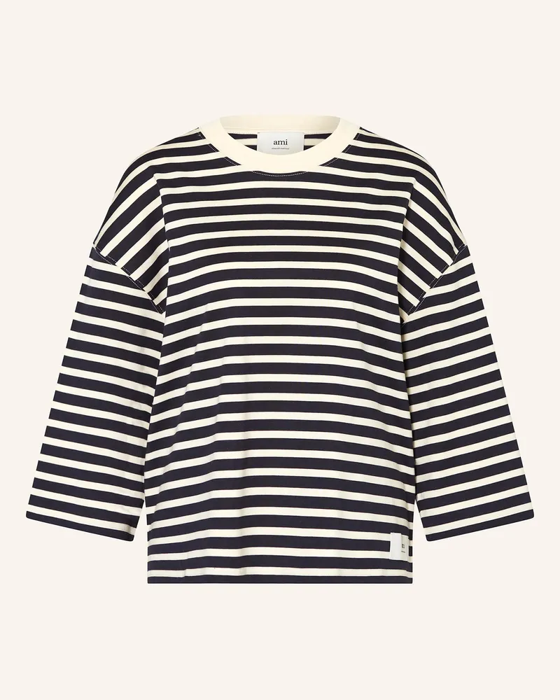 AMI Paris Oversized-Shirt mit 3/4-Arm Dunkelblau
