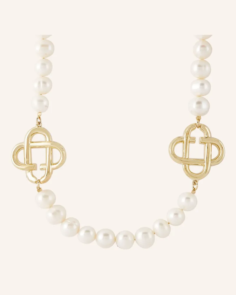Casablanca Paris Halskette Medium Pearl Logo gold Weiss