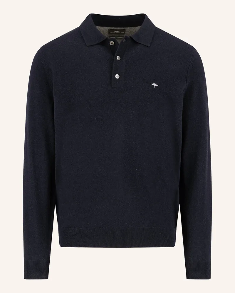 Fynch-Hatton Strick-Poloshirt aus Merinowolle Dunkelblau
