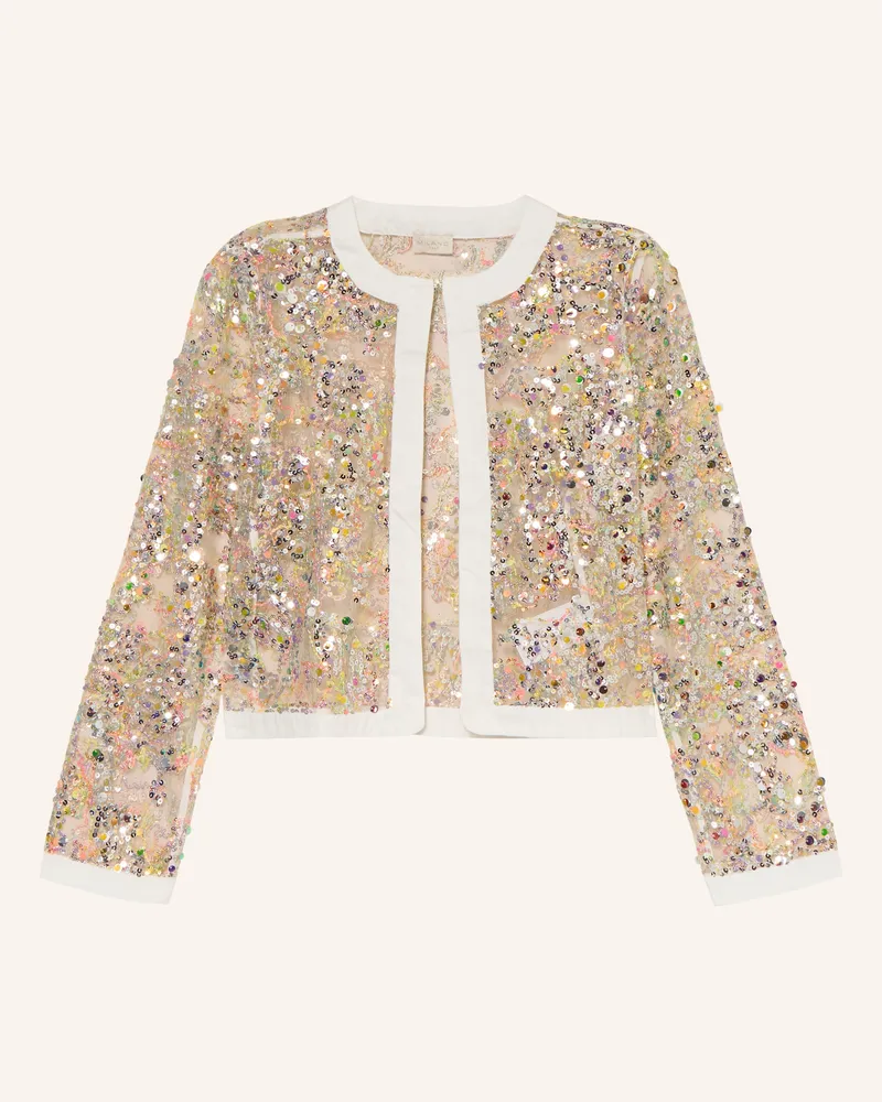 Milano Italy Mesh-Jacke Mit Pailletten weiss Weiss