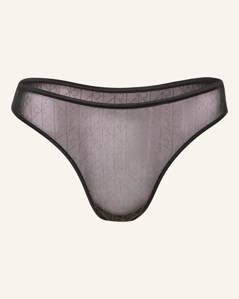 Calvin Klein String Minimalist Emblem Mit Schmucksteinen schwarz Schwarz