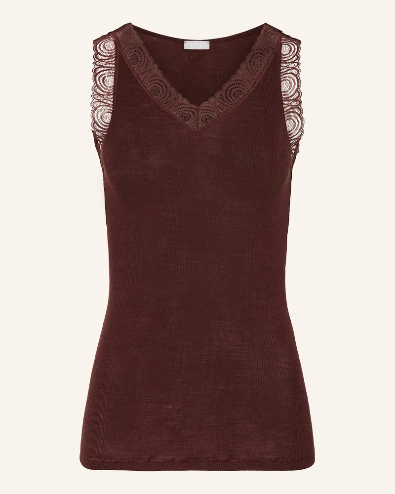 Hanro Top WOOLEN LACE aus Merinowolle mit Seide Dunkelbraun