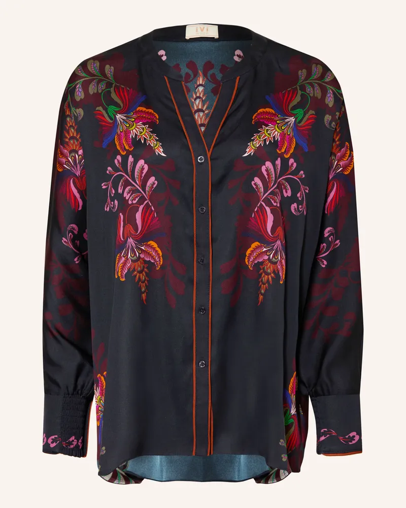 IVI Collection Blusenshirt Mit Seide blau Dunkelblau