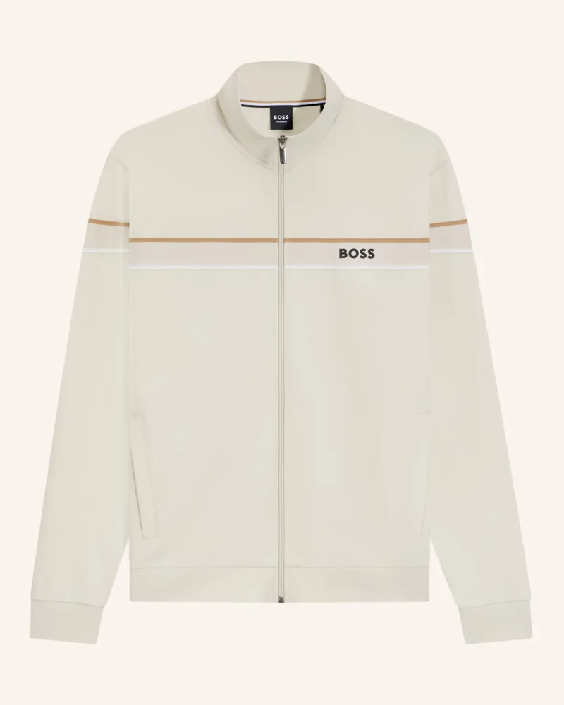 HUGO BOSS Loungewear Jacke ICONIC JACKET ZIP Regular Fit Weiss