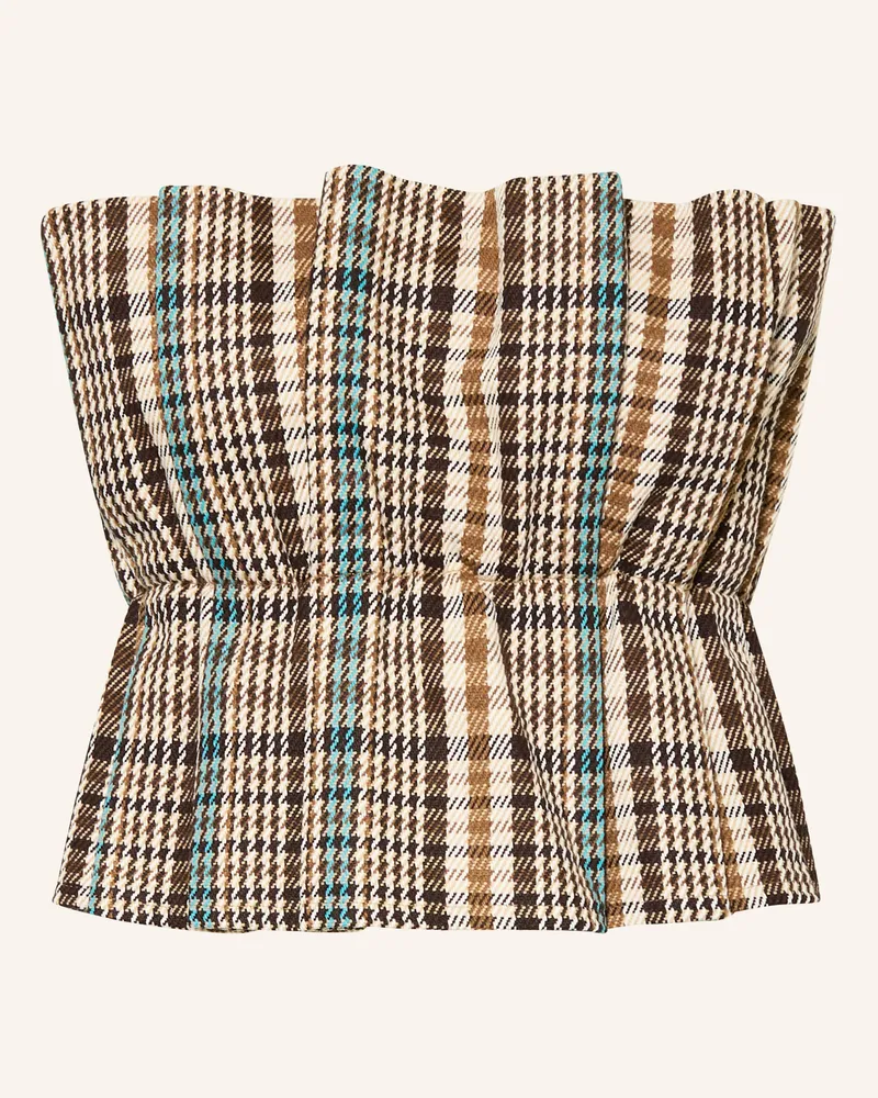 SoSUE Top Mit Plissees braun Creme