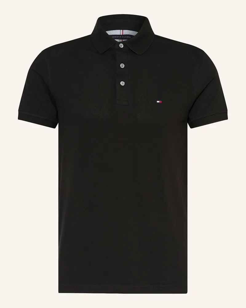 Tommy Hilfiger Piqué-Poloshirt Slim Fit schwarz Schwarz