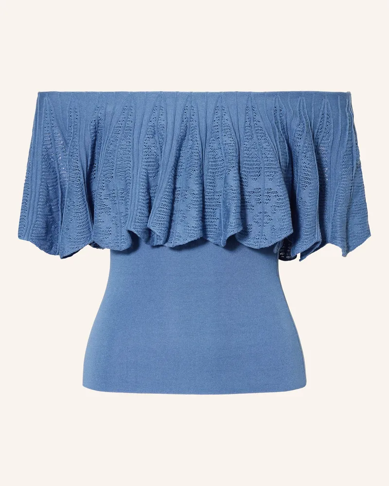 ba&sh Off-Shoulder-Stricktop Salda Mit Volants blau Blau