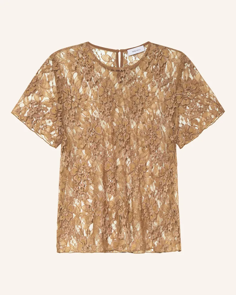 Darling Harbour Blusenshirt Aus Spitze braun Mokka