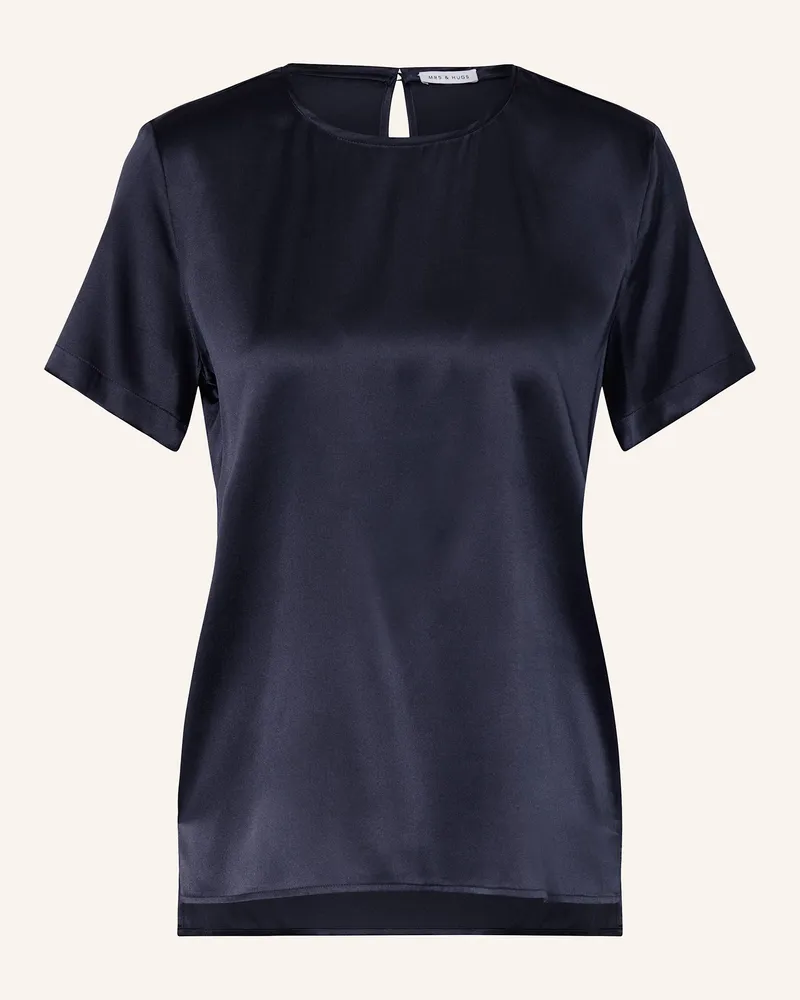Mrs & HUGS Blusenshirt aus Seide Dunkelblau