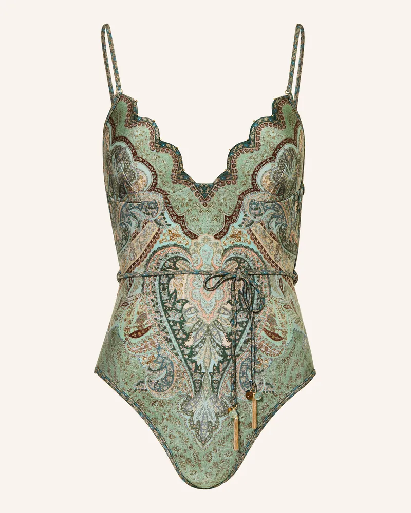 Zimmermann Badeanzug WANDERLUST mit Schmuckperlen Hellgrün